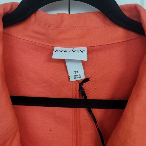 Ava & Viv Women's Coral Orange Blazer, 3X - Picture 6 of 7